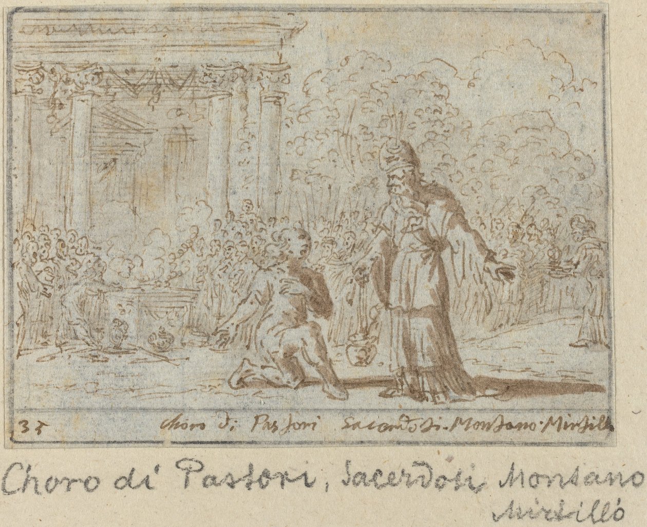 Kör av herdar och präster: Montano, Mirtillo, 1640. av Johann Wilhelm Baur