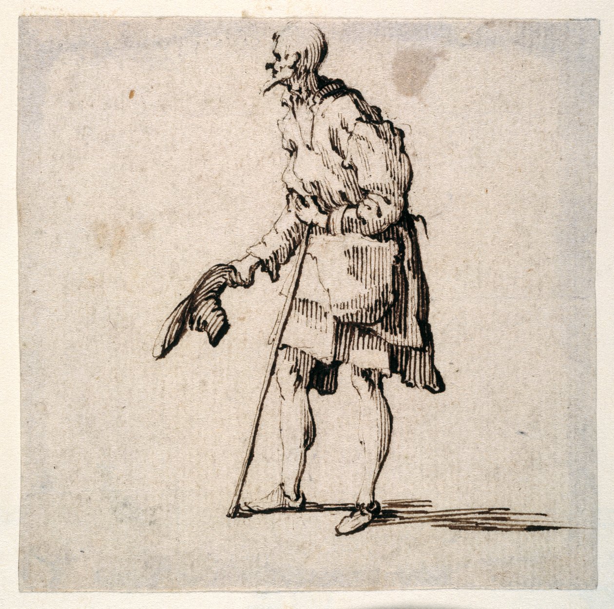 Country Man står och tar av sig mössan (penna och bläck på papper) av Johann Wilhelm Baur