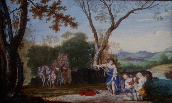 Bortförandet av Rinaldo (gouache på veläng på panel) av Johann Wilhelm Baur