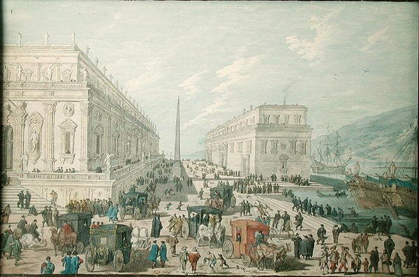 Utsikt över hamnen i Messina av Johann Wilhelm Baur