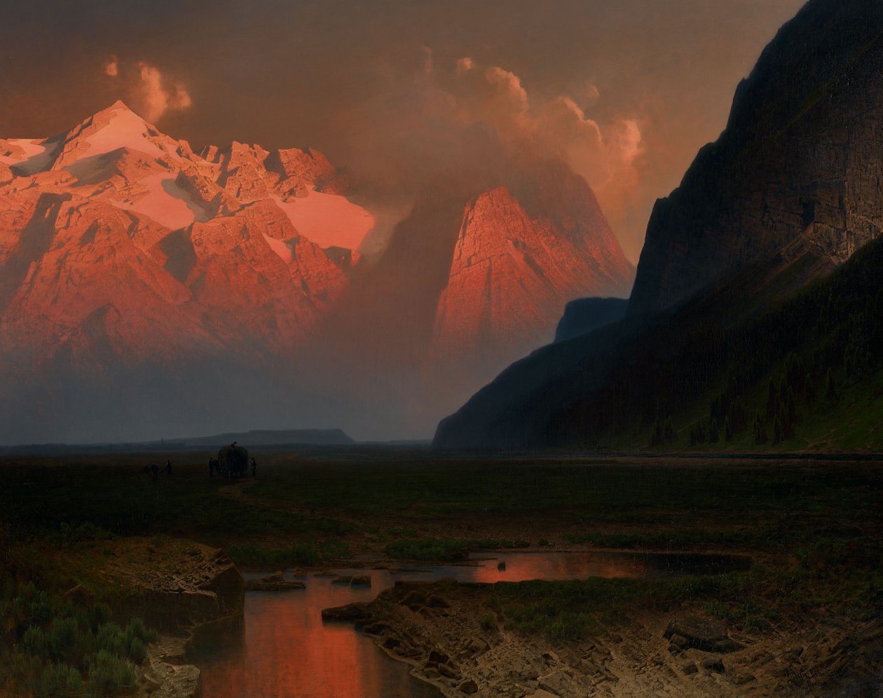 Loisachdalen i de bayerska alperna, ca 1871 (olja på duk) av Johann Wilhelm Julius Kohnholz