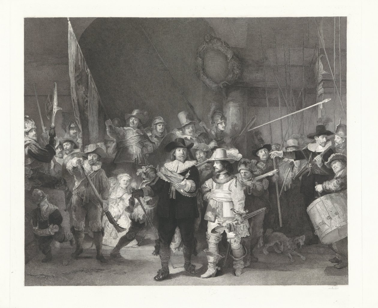 Kapten Frans Banninck Cocqs och löjtnant Willem van Ruytenburchs korporalskap, känd som "Nattvakten" av Johann Wilhelm Kaiser (I)