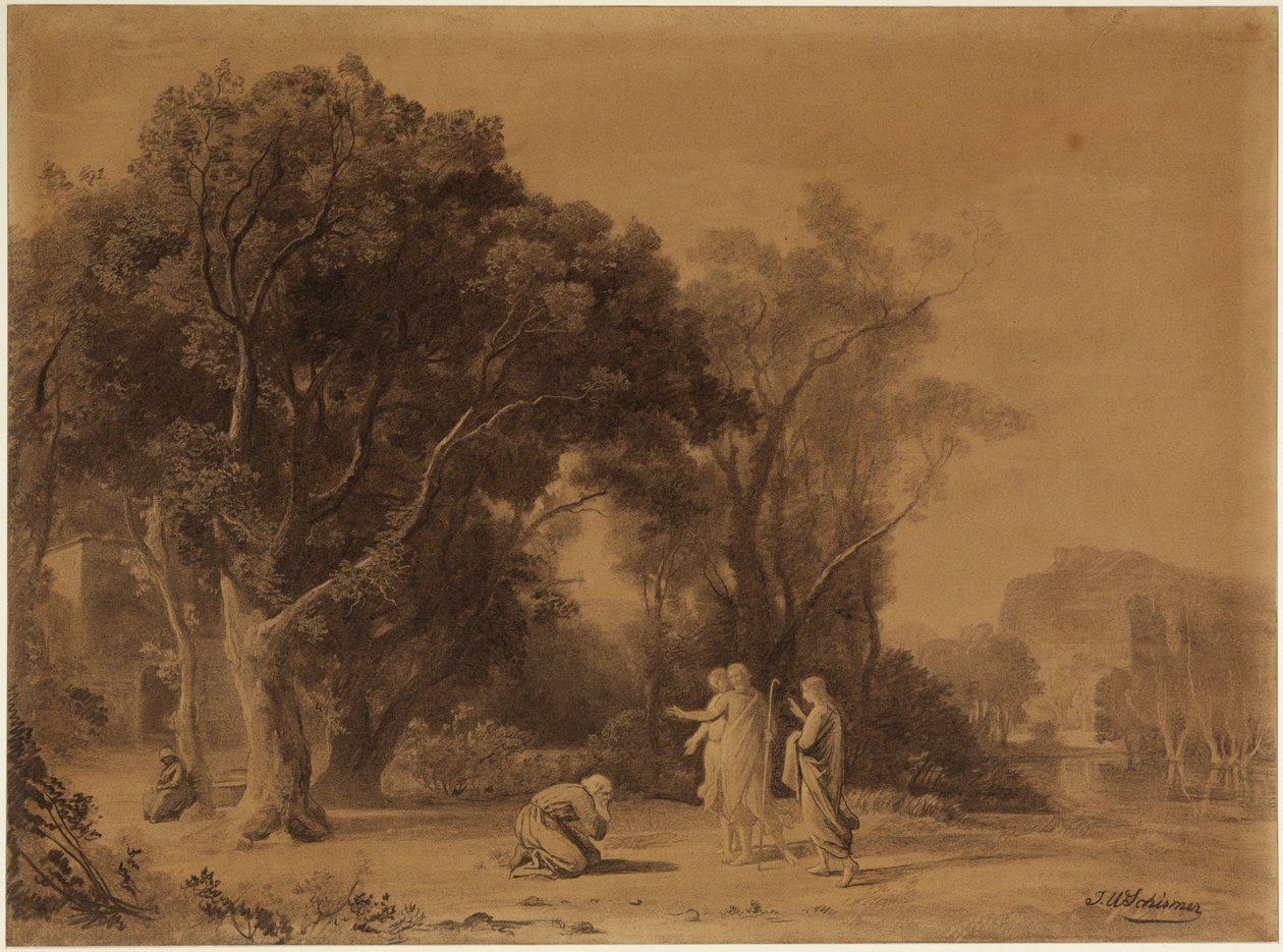 Abraham får löftet om Isak i Mamres lund (Första Moseboken 15, 1ff) av Johann Wilhelm Schirmer