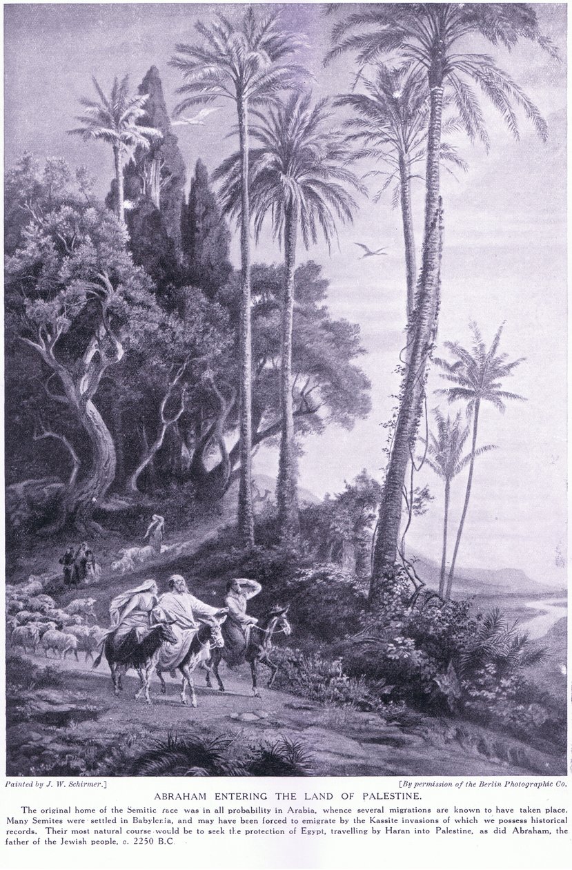 Abraham går in i Palestinas land 2250 f.Kr av Johann Wilhelm Schirmer