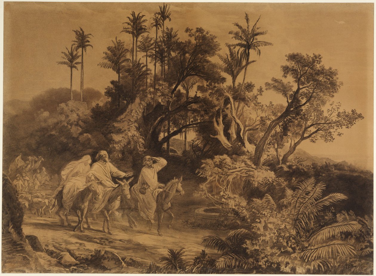 Abrahams intåg i det utlovade landet (1 Mosebok 12:5 ff.) av Johann Wilhelm Schirmer