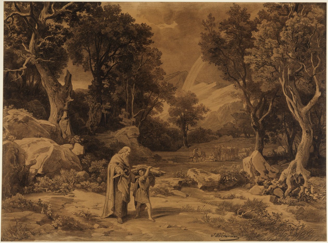Vandringen till offret (Första Moseboken 22:6) av Johann Wilhelm Schirmer