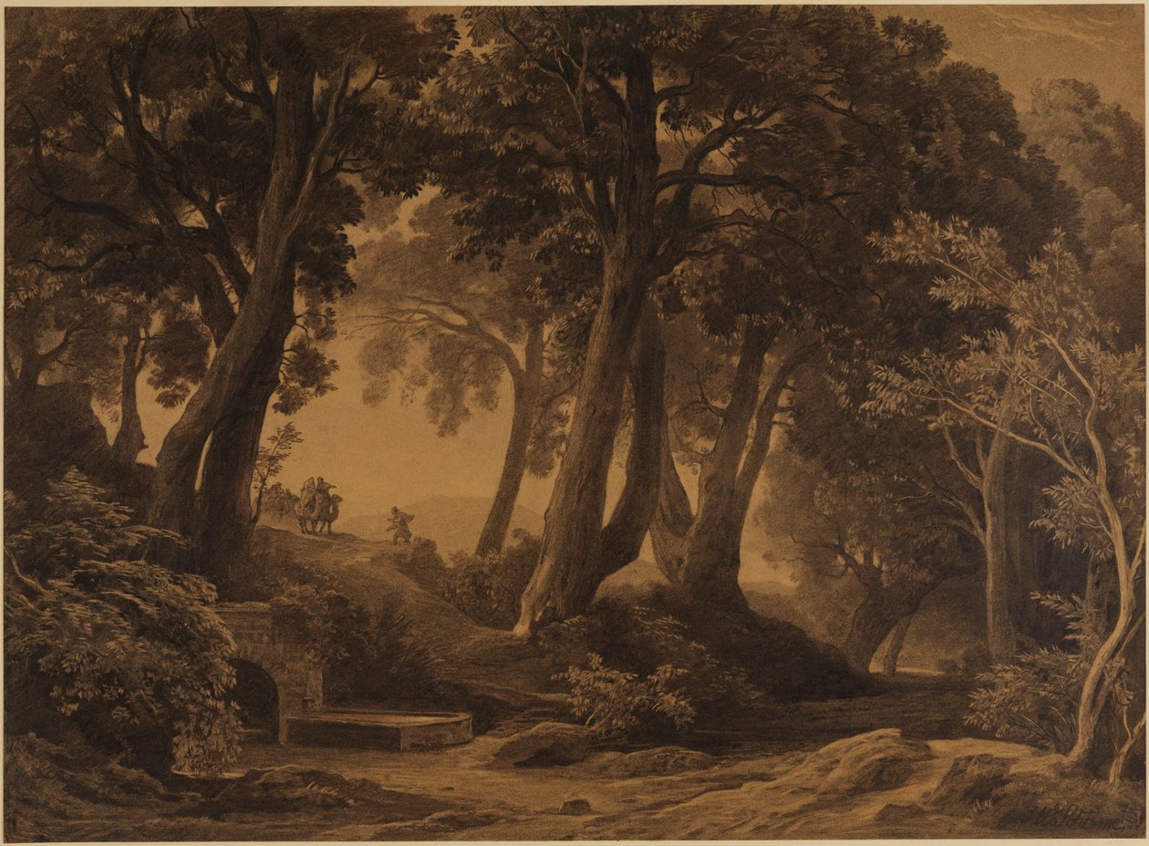 Mötet mellan Isak och Rebecka (Första Moseboken 24, 62-63) av Johann Wilhelm Schirmer
