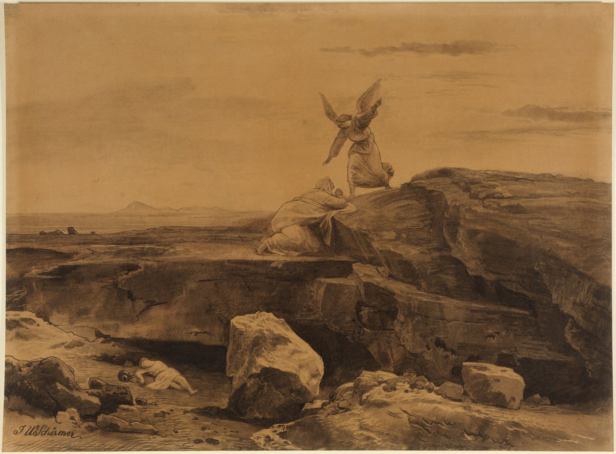 Hagars räddning (Första Moseboken 21, 17) av Johann Wilhelm Schirmer