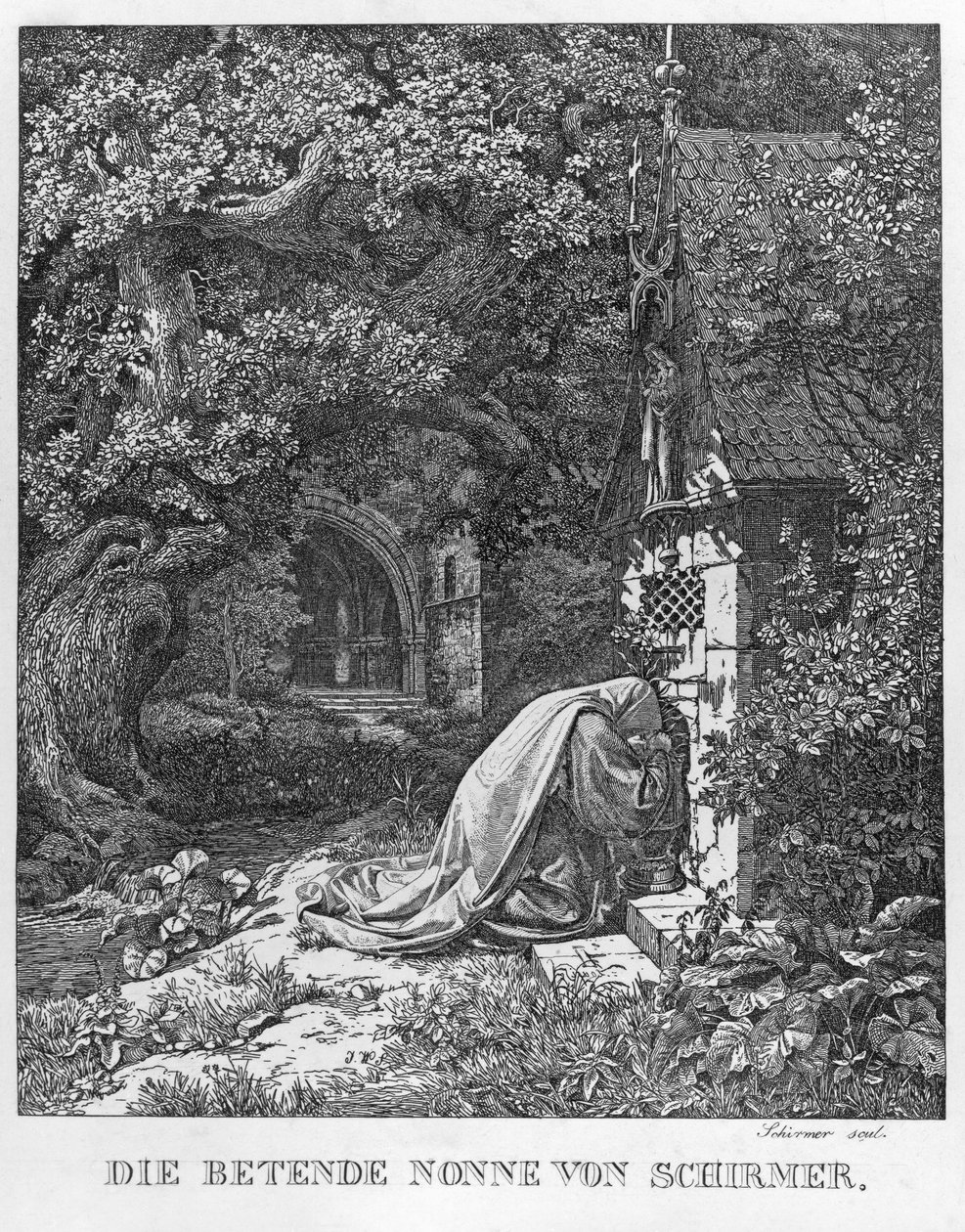 Den bedjande nunnan av Johann Wilhelm Schirmer