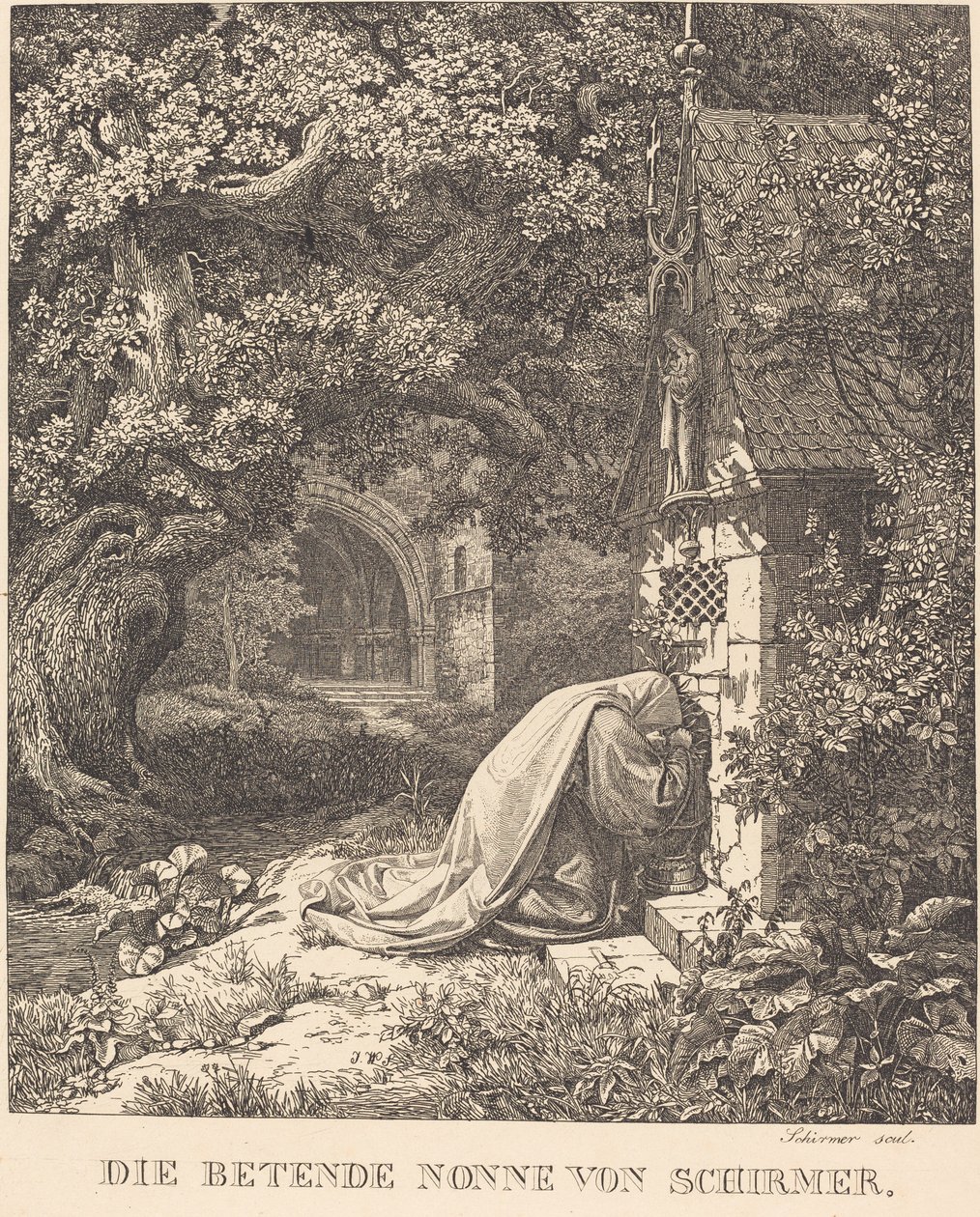Den bedjande nunnan av Johann Wilhelm Schirmer