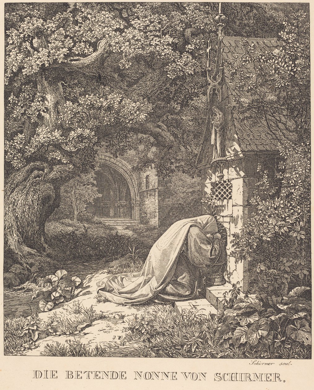 Den bedjande nunnan av Johann Wilhelm Schirmer