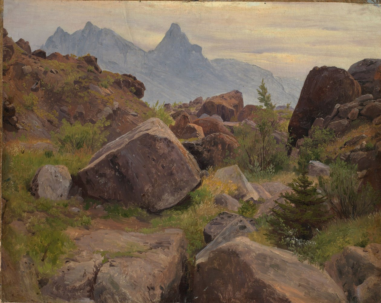 Stenstudie vid Goldau av Johann Wilhelm Schirmer