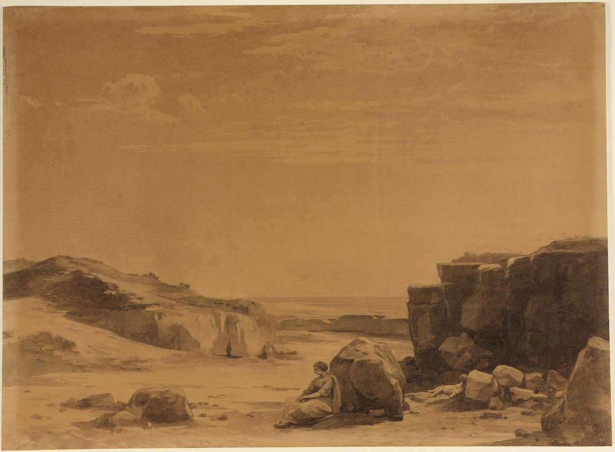 Hagar i öknen (Första Moseboken 21, 16) av Johann Wilhelm Schirmer