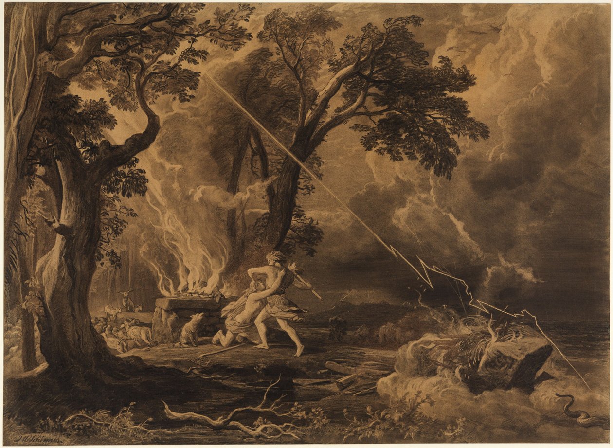 Kain dödar Abel (Första Moseboken 4, 8) av Johann Wilhelm Schirmer