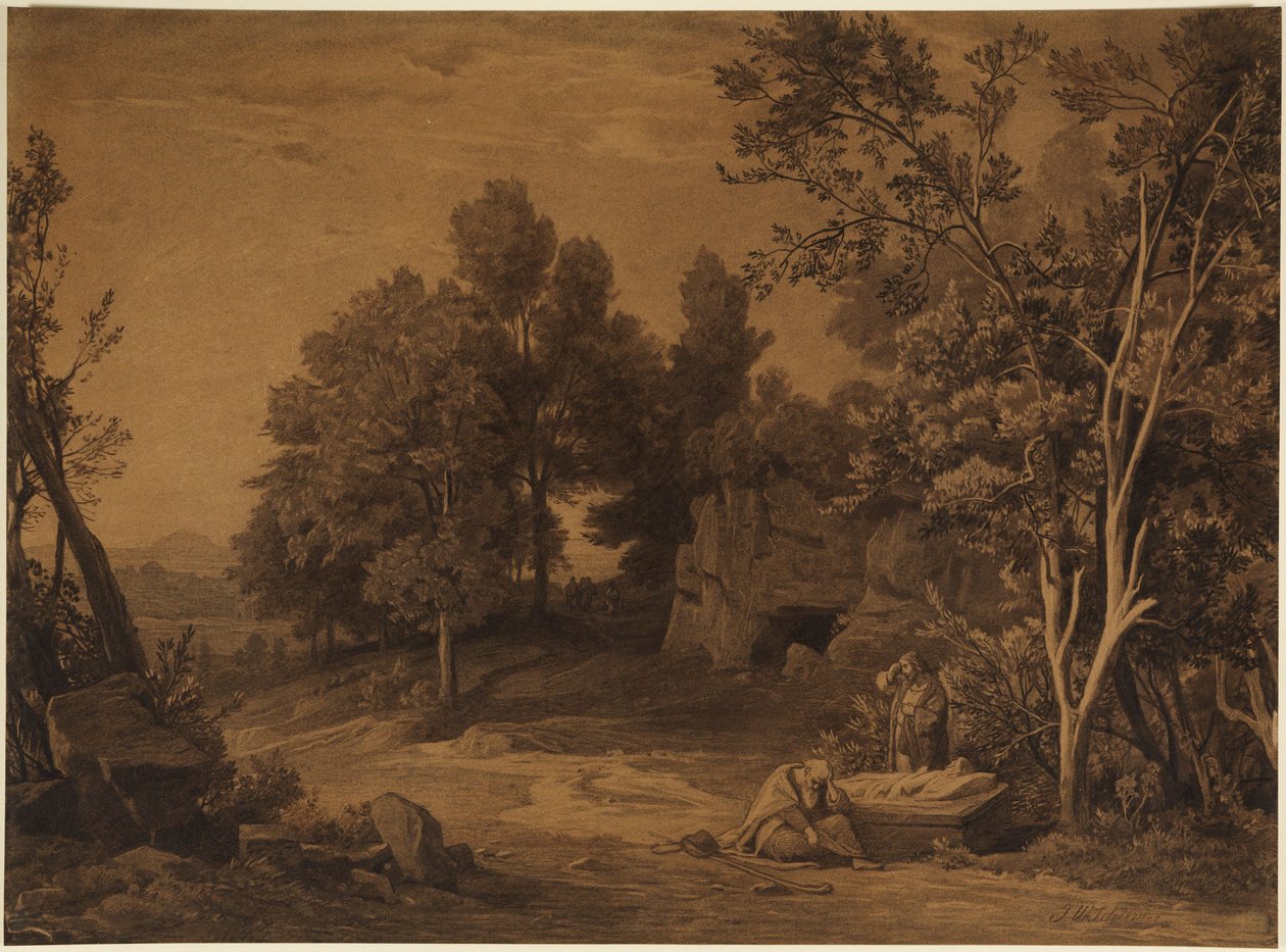Sorg över Saras död (Första Moseboken 23, 2) av Johann Wilhelm Schirmer