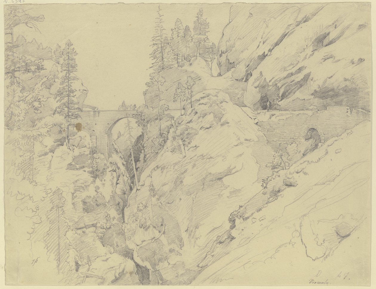 Via Mala, ovanför stenbron av Johann Wilhelm Schirmer