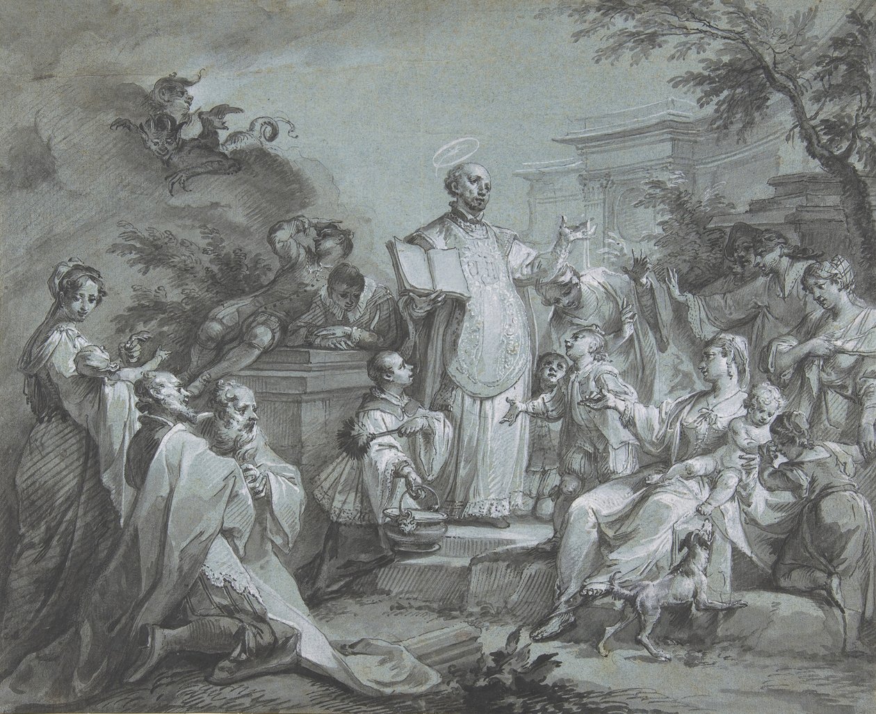 Sankt Ignatius av Loyola predikar, före 1761. av Johann Wolfgang Baumgartner