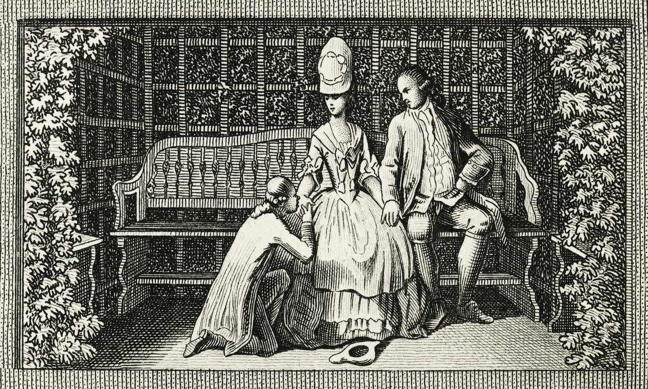 Den unge Werthers sorger, gravyr inspirerad av roman av Johann Wolfgang von Goethe (1749-1832), Tyskland, sjuttonhundratalet av Johann Wolfgang von Goethe