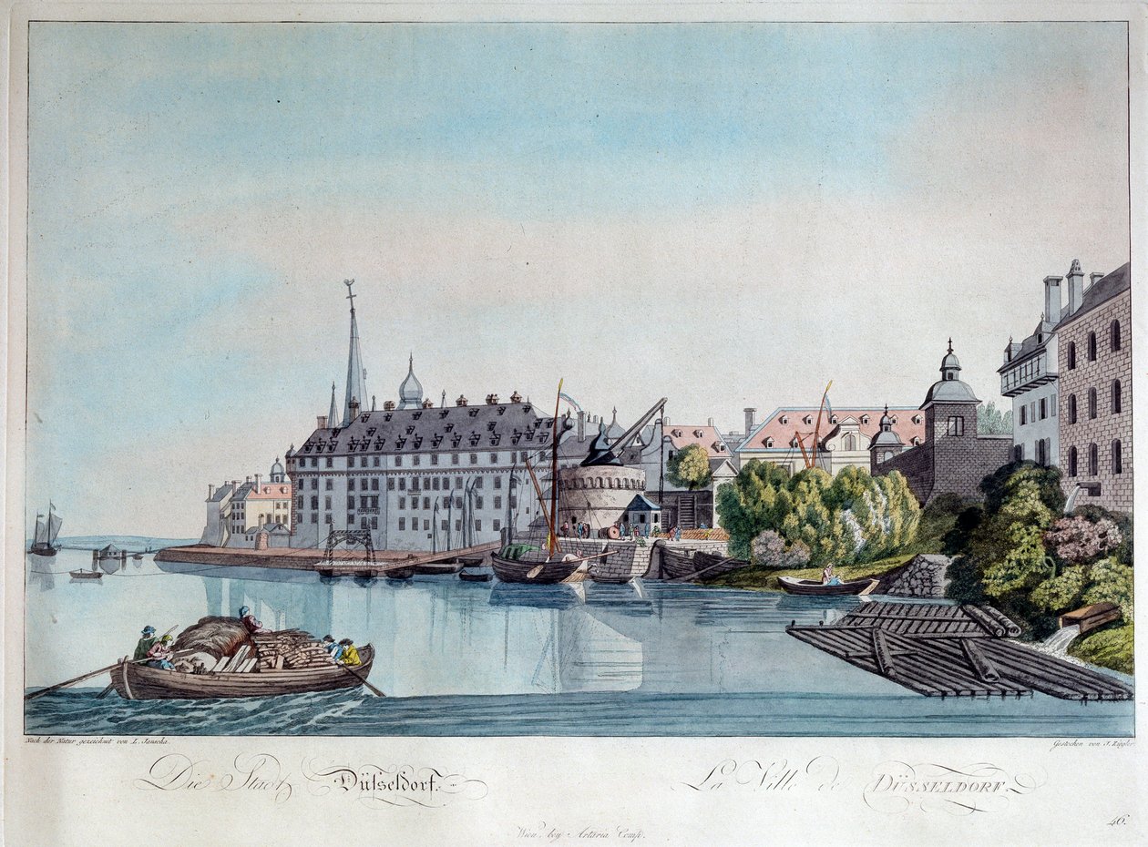 Utsikt över Düsseldorf före det franska bombardementet den 6 oktober 1794, 1798. av Johann Ziegler