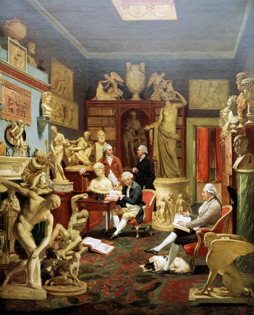 Charles Townley i sitt skulpturgalleri, Park Street, London 1782, målning av Johann Zoffany (1733-1810), olja på duk av Johann Zoffany