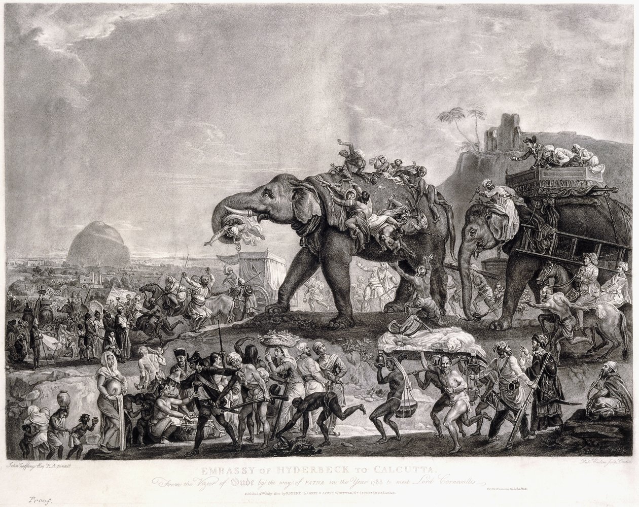 Hyderbecks ambassad till Calcutta, från vesiren av Oude, genom Patna, år 1788, för att träffa Lord Cornwallis, ca. 1800 av Johan Joseph Zoffany