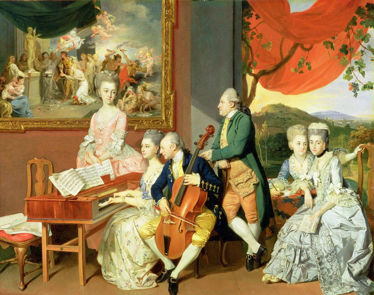 George, 3rd Earl Cowper, med Charles Gores familj, ca 1775 (olja på duk) av Johann Zoffany