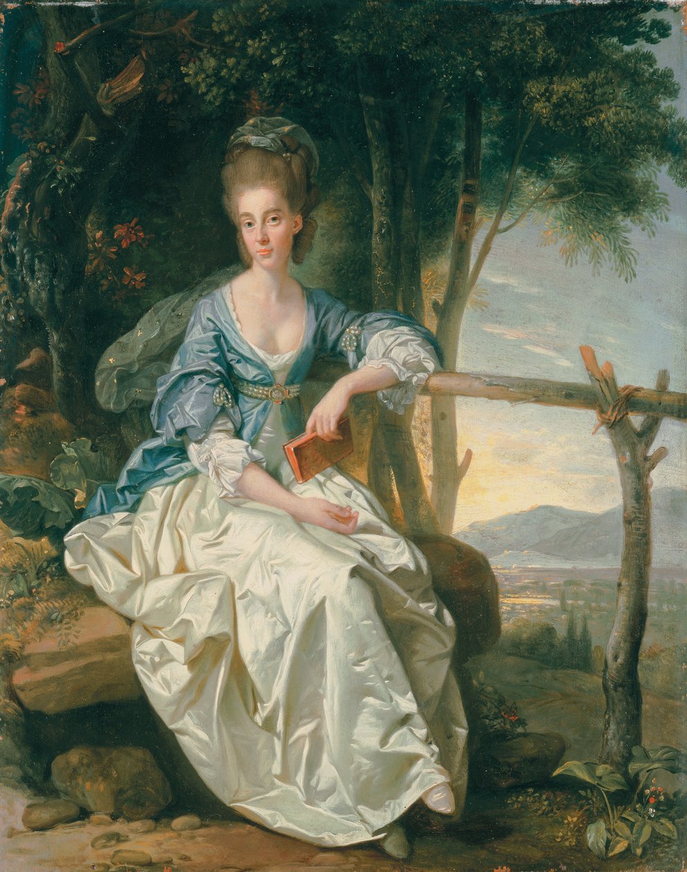 Porträtt av fröken Matilda Clevland i ett toskanskt landskap av Johan Joseph Zoffany