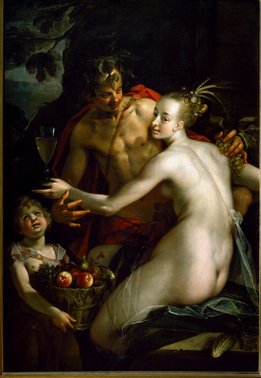 Bacchus, Ceres och Amour (målning av Johann or Hans von Aachen