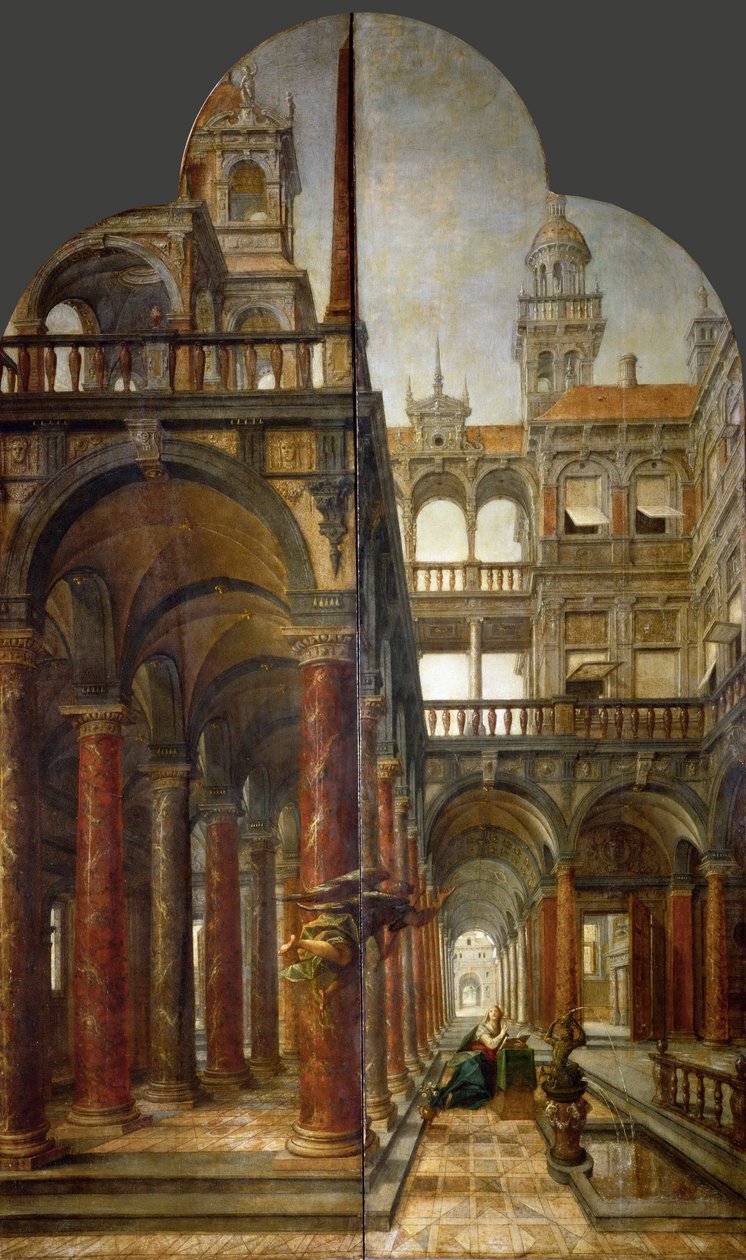Bebådelsen - Hans von Aachen (1552-1615). Olja på trä av Johann or Hans von Aachen