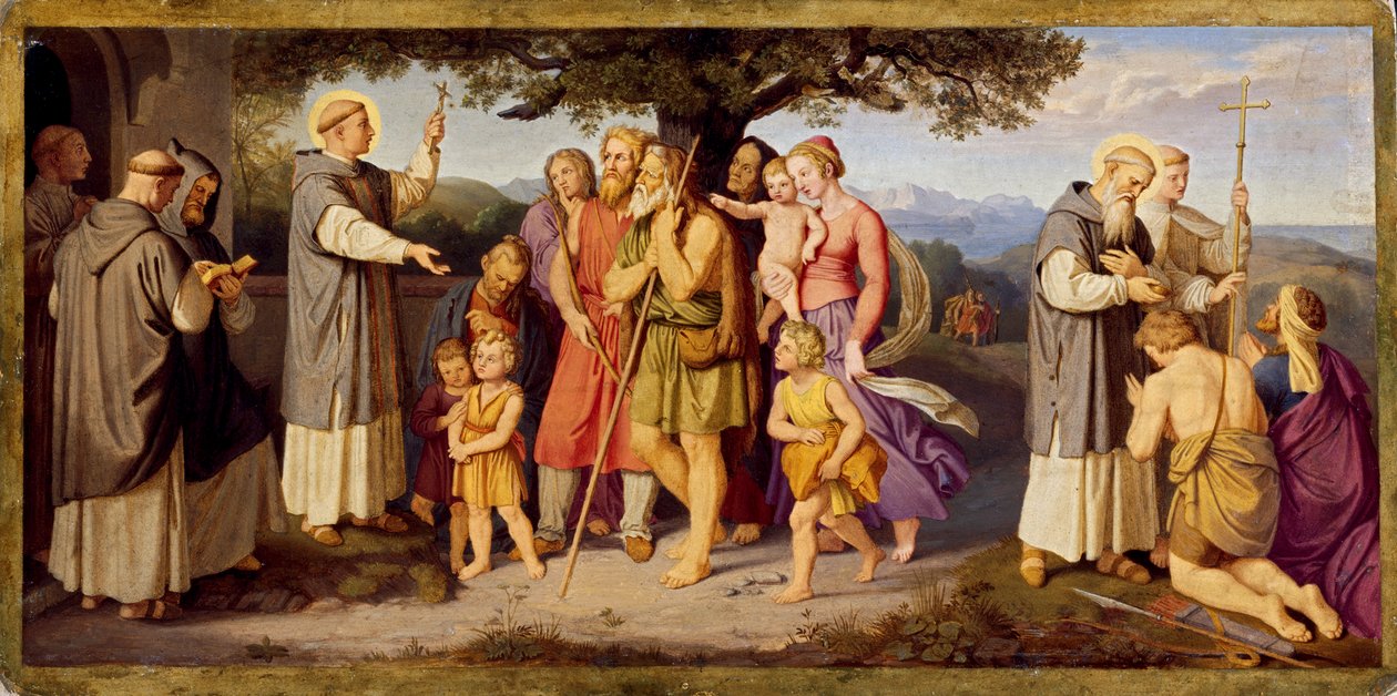 Sankt Bonifatius predikan bland friserna av Johann von Schraudolph