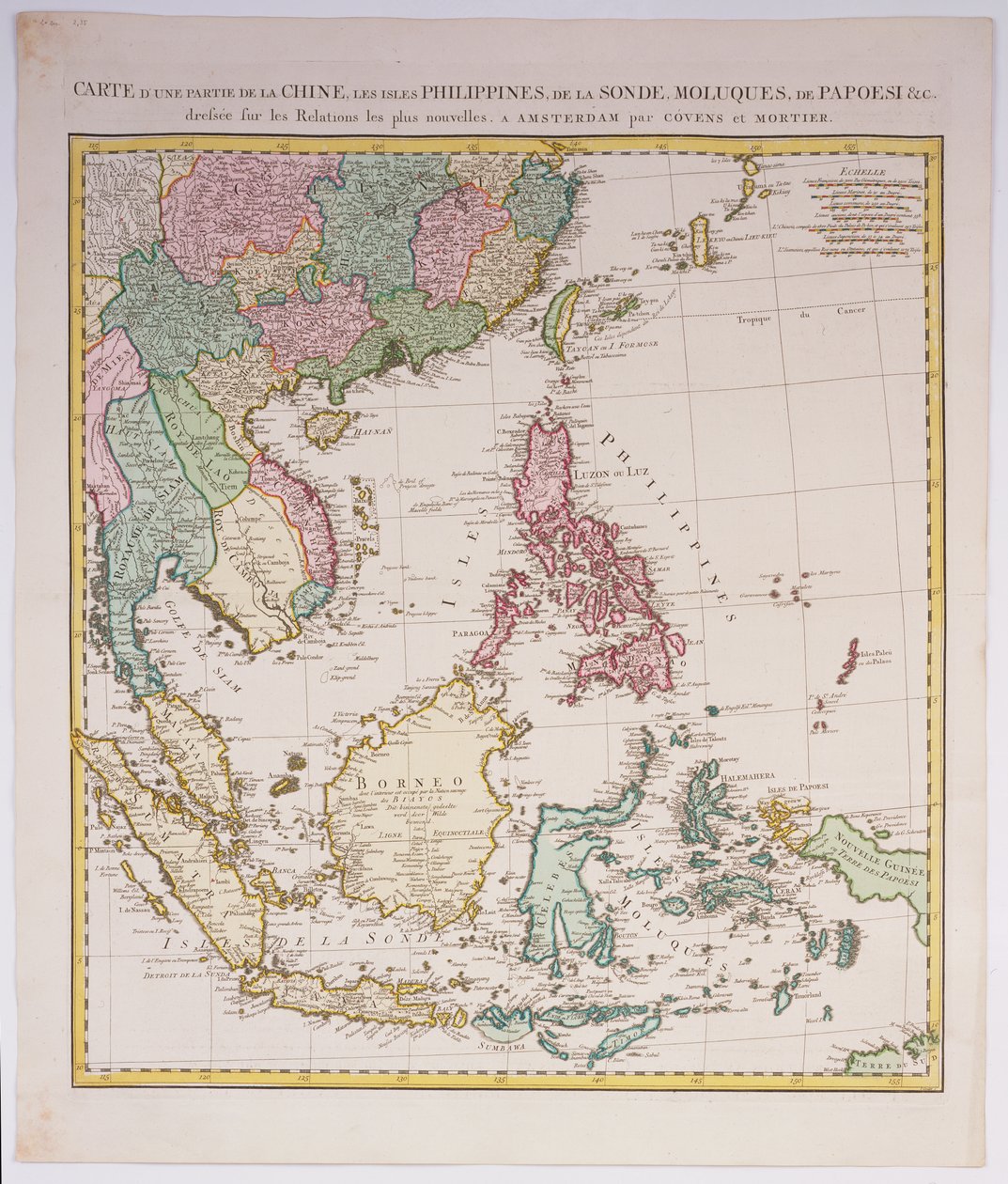 Södra Asien från Kina till Nya Guinea, inklusive den indonesiska ögruppen och Filippinerna, ca 1700 av Johannes and Mortier, Cornelis Covens