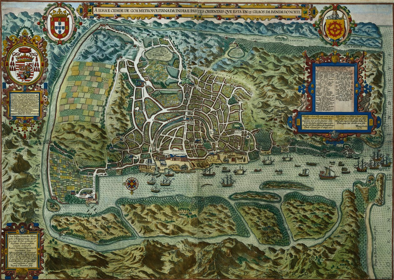 Karta över staden och den portugisiska hamnen i Goa, Indien, 1595 (för detaljer se 110751) av Johannes Baptista van Doetechum the Younger