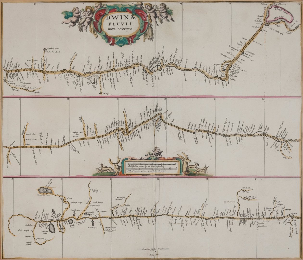 Beskrivning av Dwinae Fluvii nova (en ny beskrivning av floden Dvina) av Johannes Janssonius Waasbergen