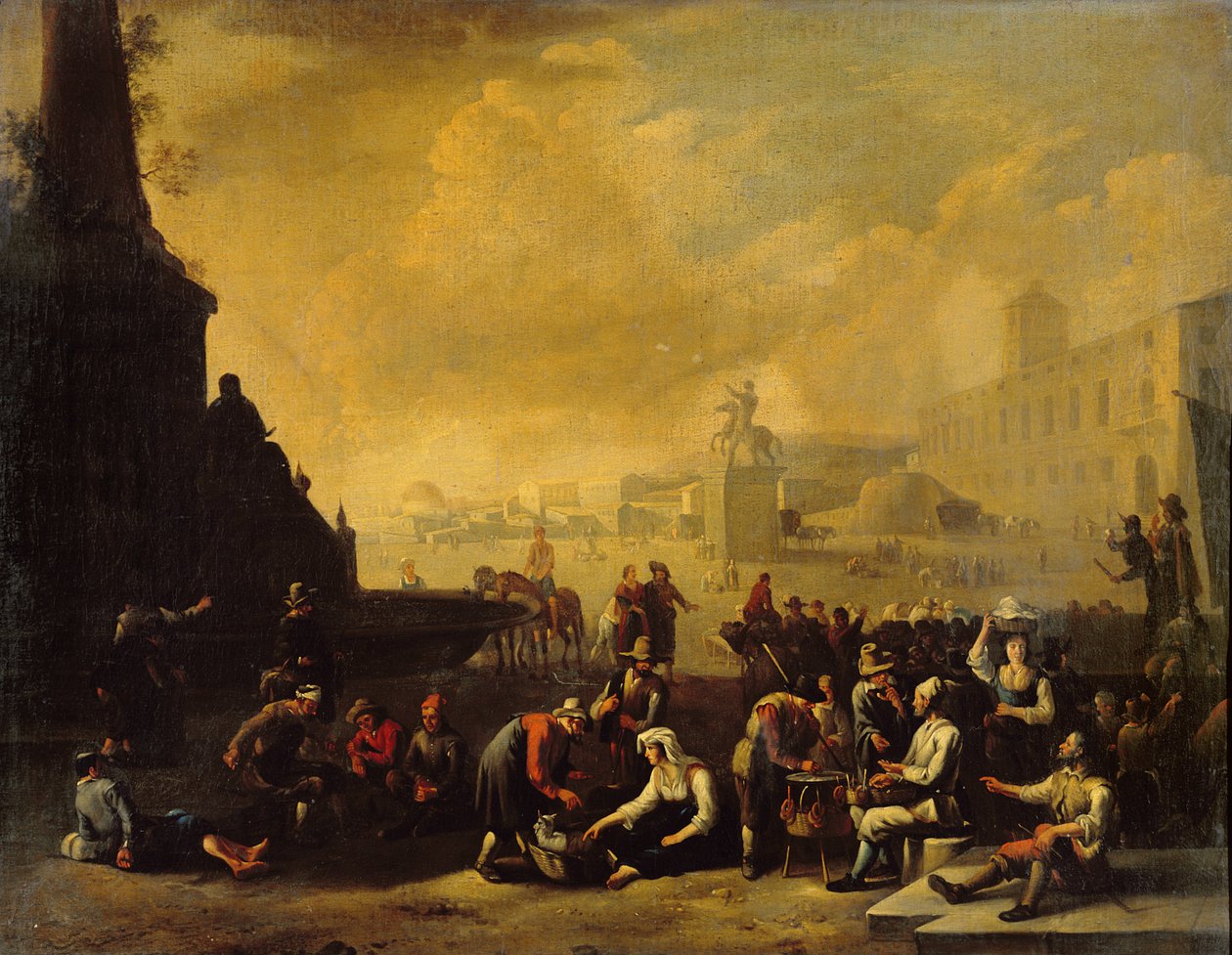 Ett romerskt forum med figurer av Johannes Lingelbach