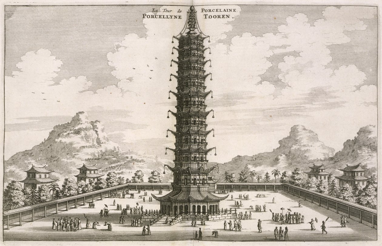 Porslinstornet, ur en rapport från en nederländsk ambassad till Kina 1665, skriven och illustrerad av Johannes Nieuhof och utgiven av Jacob van Meurs. av Johannes Nieuhoff