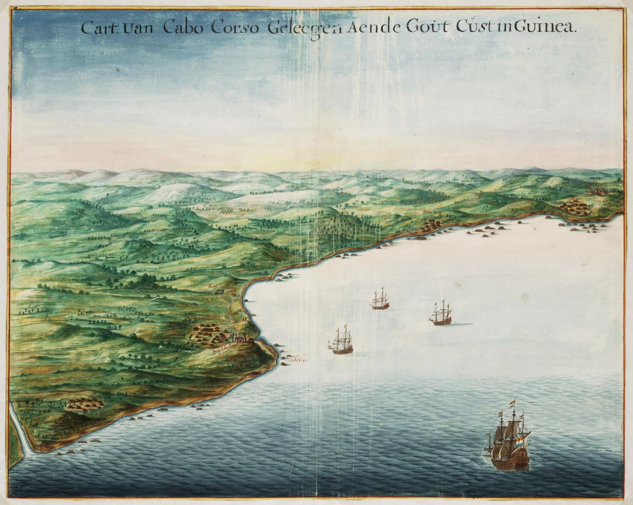 View of Cabo Corso on the Gold Coast av Johannes Vingboons
