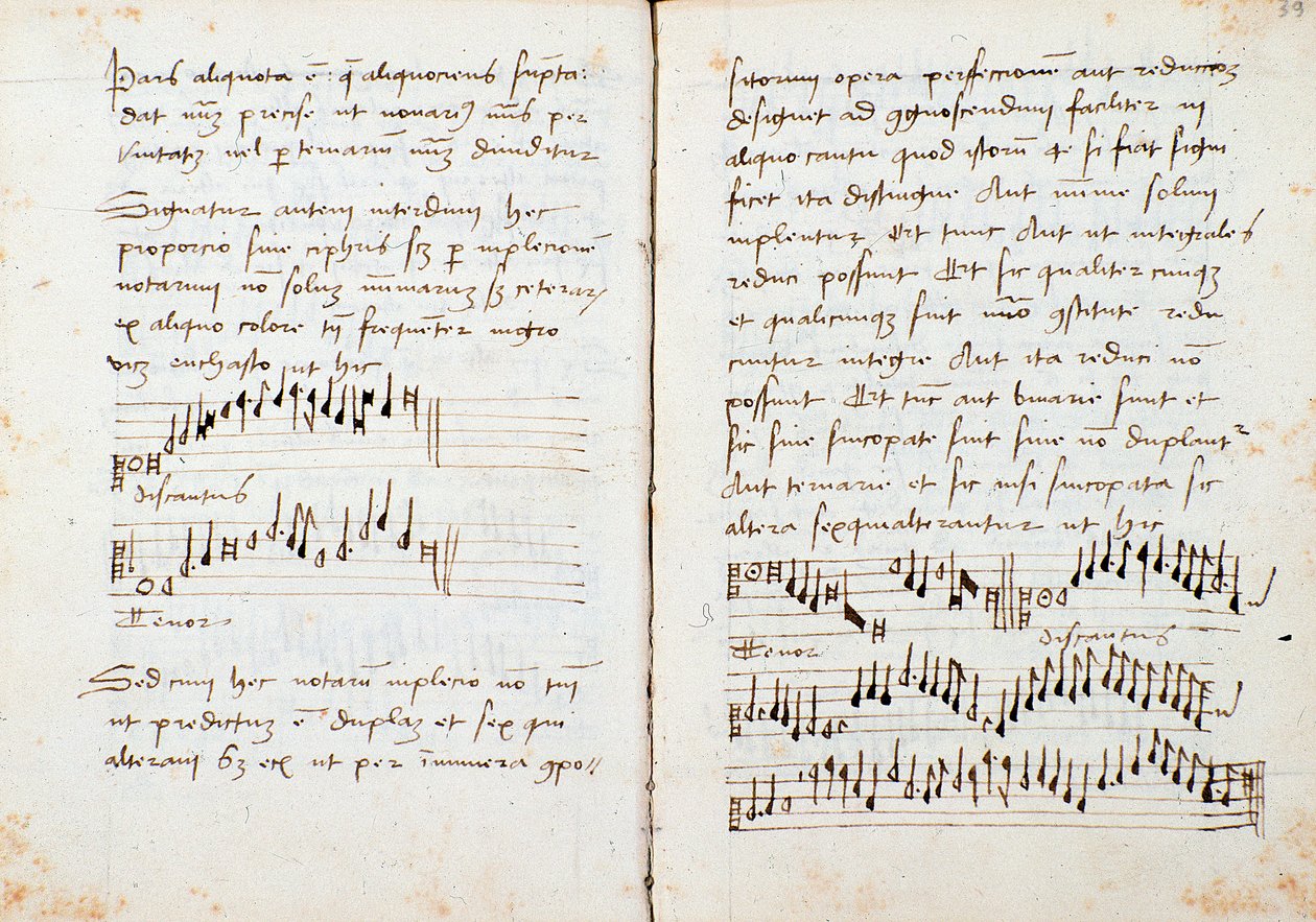 Sida från A Musical Theory Book av Johannes Tinctoris av Johannes (c.1435 1511) Tinctoris