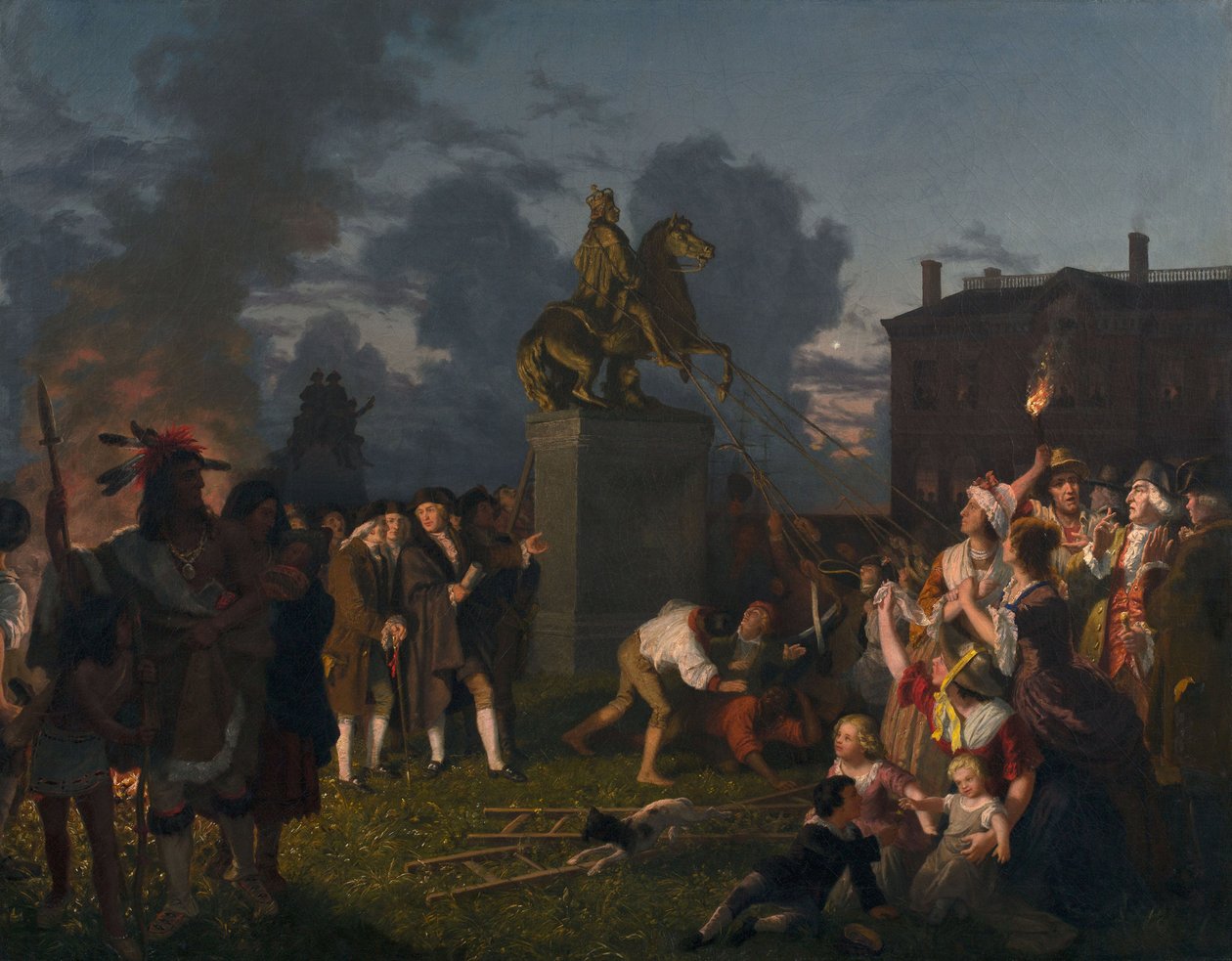 Nedtagning av statyn av kung George III, N.Y.C. av Johannes Adam Simon Oertel
