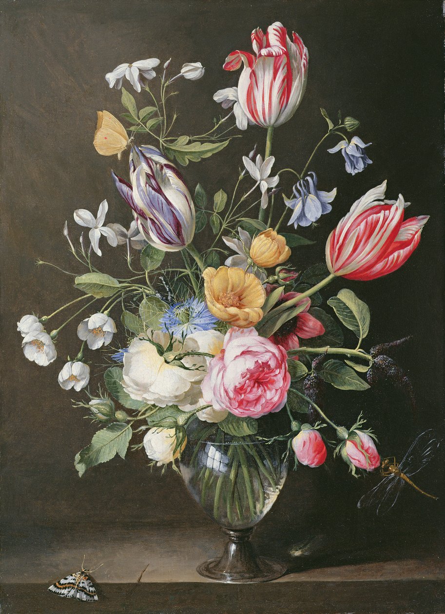 Blommor i en glasvas av Johannes Antonius van der Baren