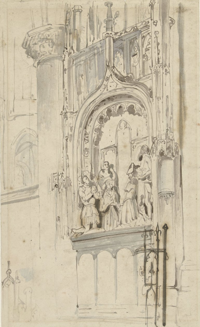 Begravningsmonument av Engelbrecht I van Nassau, i Grote Kerk i Breda av Johannes Bosboom