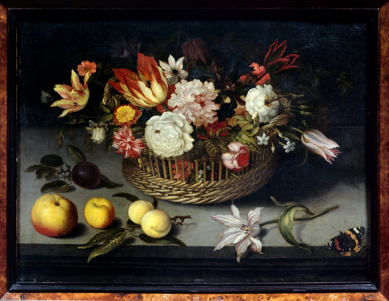 Blomkorg Målning av Johannes Boschaert (1610-1628) (ec flam) 1600-tal Dim 0,34x0,45 m Paris, musee du Louvre av Johannes Bosschaert