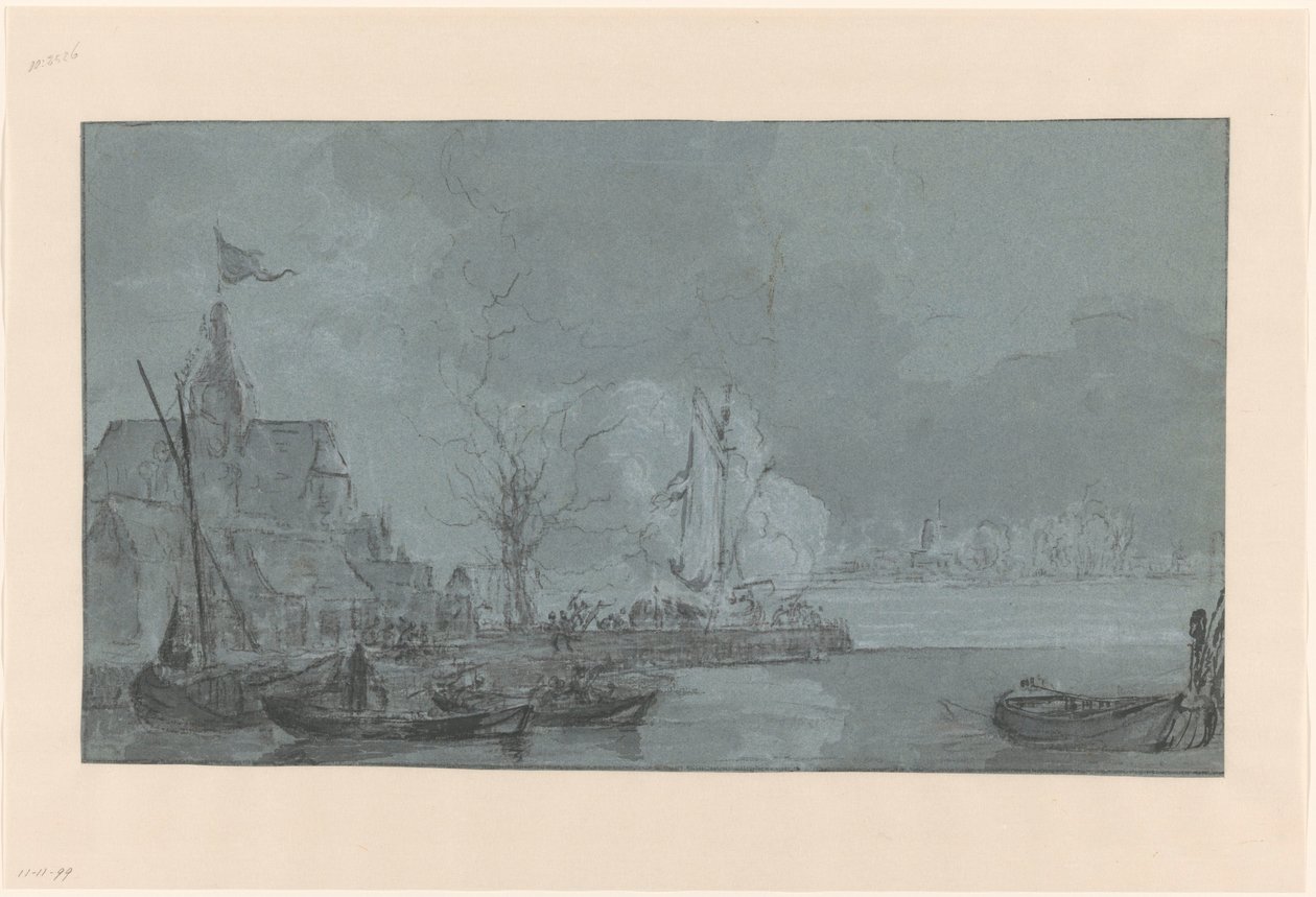 Sista skottet från Dordrecht till fransmännen i Papendrecht, 1813 av Johannes Christiaan Schotel