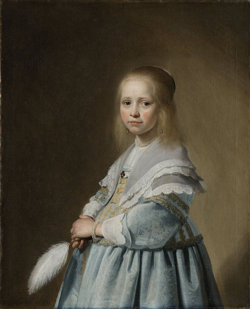 Porträtt av en flicka klädd i blått av Johannes Cornelisz. Verspronck