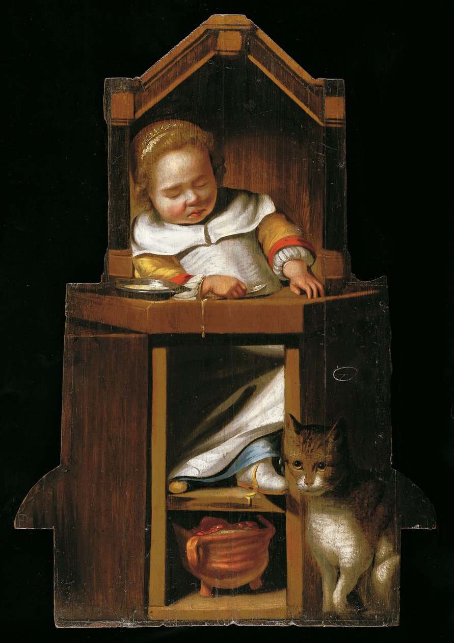 Sovande bebis i barnstol av Johannes Cornelisz. Verspronck