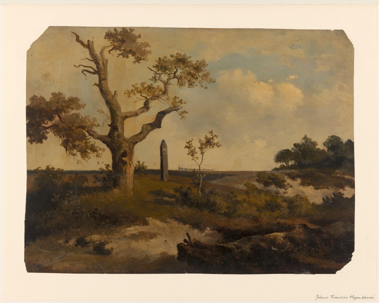 Landskap med ett tåg framför av Johannes Franciscus Hoppenbrouwers (signed by artist)