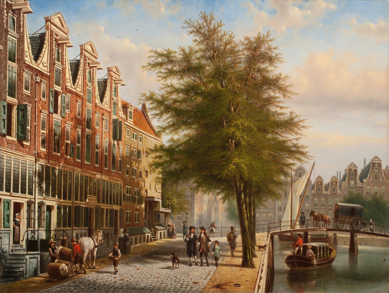 Utsikt över Leidsegracht och Herengracht, Amsterdam av Johannes Franciscus Spohler