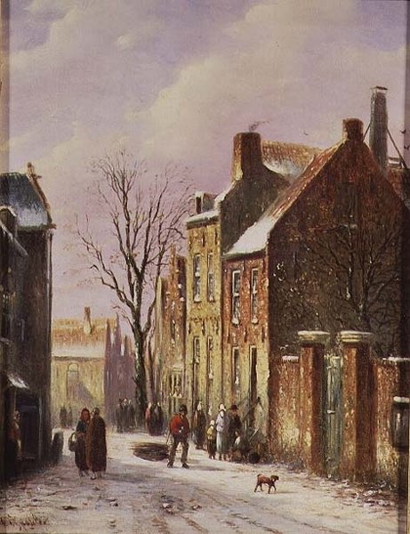 Vinter gatubild av Johannes Franciscus Spohler