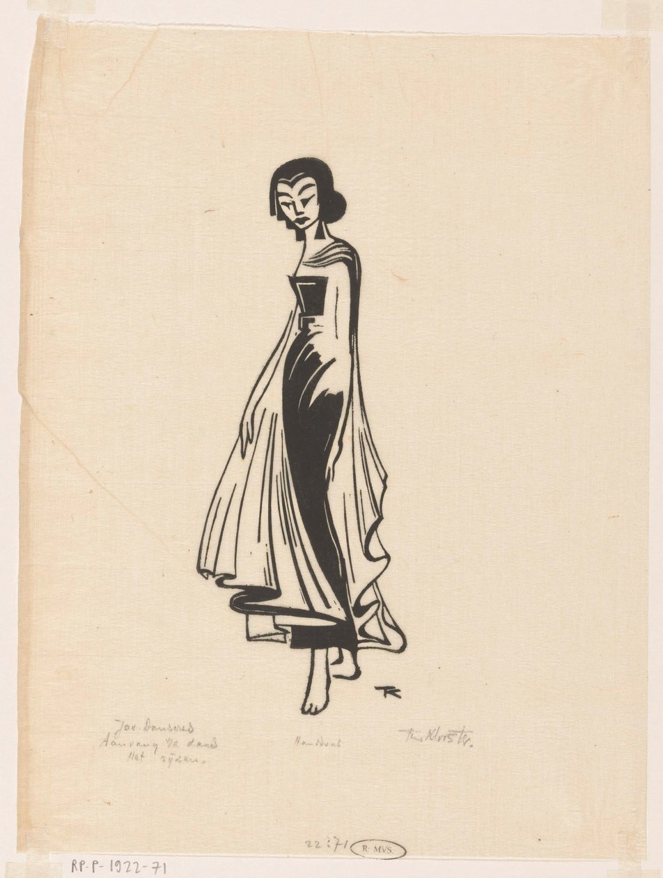Början av dansen, stigande (originaltitel på objektet) Javanesisk dansare (original serietitel på objekt) av Johannes Frederik Engelbert ten Klooster (signed by artist)