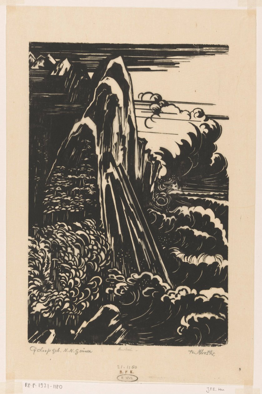 Cyclops Mountains, Dutch New Guinea (originaltitel på objektet) av Johannes Frederik Engelbert ten Klooster (signed by artist)