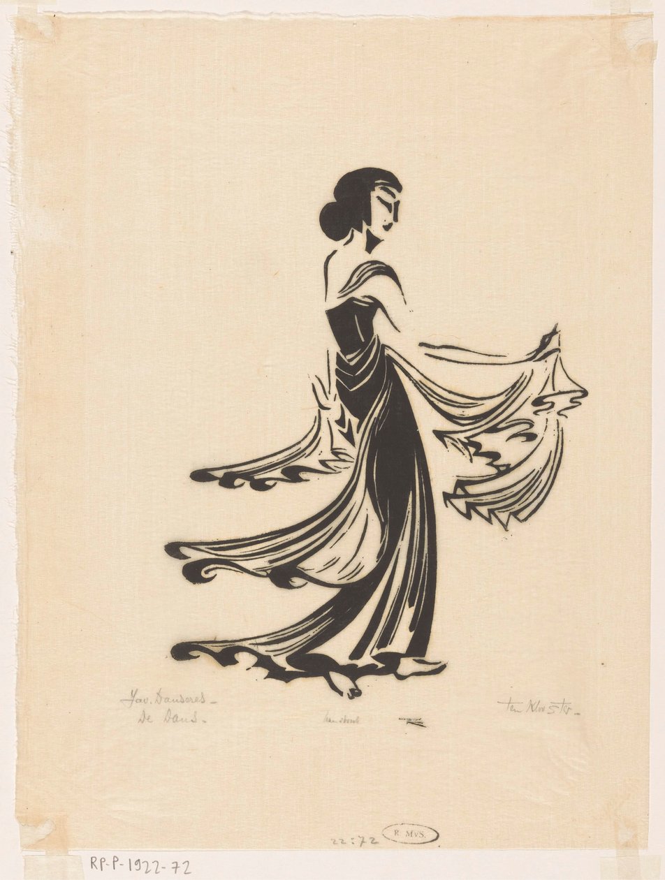 Dansen (originaltitel på objektet) Javanesisk dansare (original serietitel på objekt) av Johannes Frederik Engelbert ten Klooster (signed by artist)